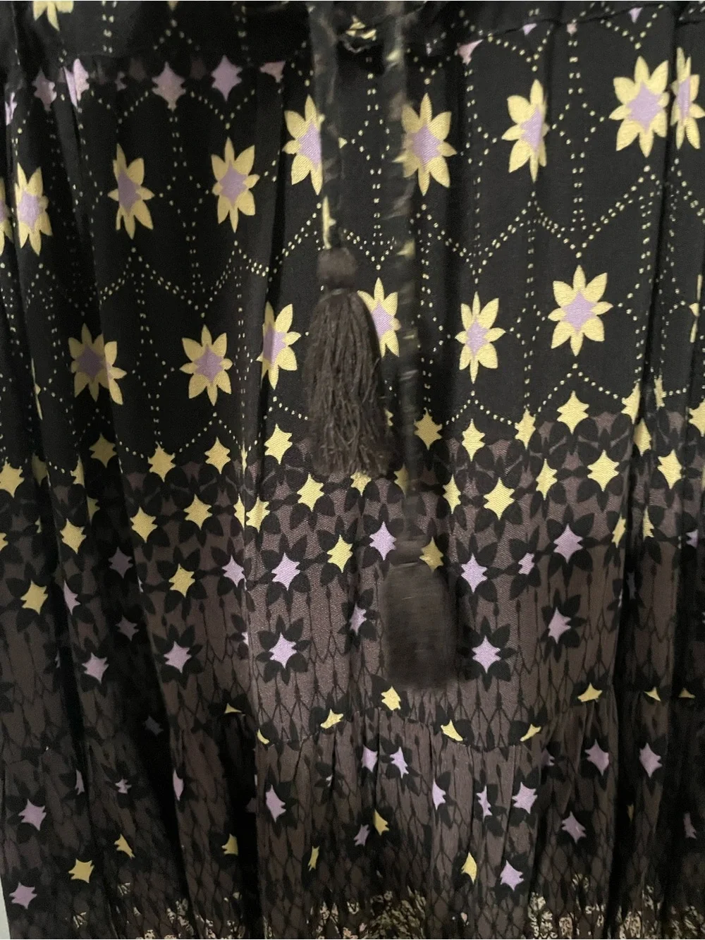 Free People Rare Feelings Midi Dress Cocoa Combo Dress Black Cottagecore Boho M